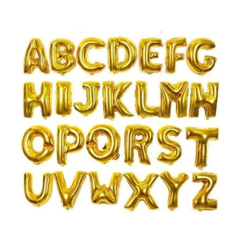 Image of Alphabet Foil balloon, Letters A-Z and Numbers 0-9 in 16 inch Golden foil Balloons for Birthday, Anniversary, Engagement Other Kind of Parties, Celebrations and Decorations. Letter balloon : (2)