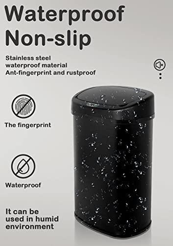 Automatic Trash Can, 13 Gallon Kitchen Trash Can, Touchfree Garbage Cans For Kitchen, Stainless Steel Trash Can With Lid, Motion Sensor Trash Cans, Tall Electric Metal Garbage Can For Office (Black) #TOP2