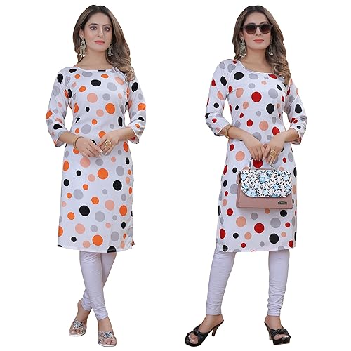 Image of Women's Multicolor Exclusive Casual Crepe Kurta||Pack of 2 Kurta||Kurta for Women