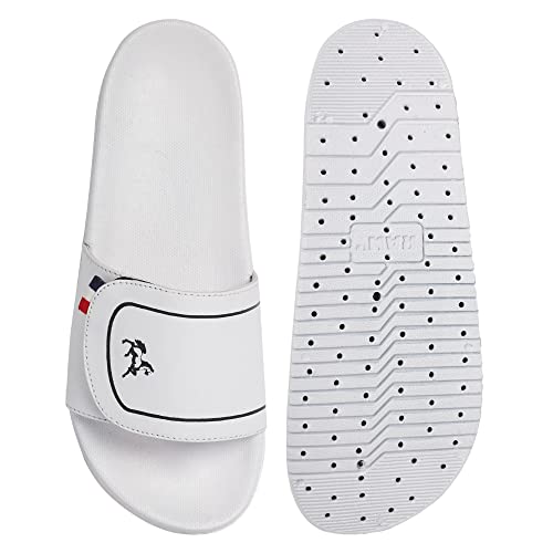 Image of PERY-PAO Mens Stylish Sliders Grey, Sky Blue, Black, White, peach, Neon Green, Olive Green Boys Slippers