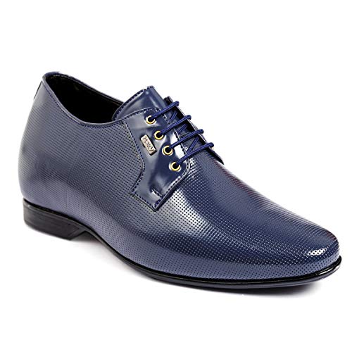 Image of BXXY Men's 9 cm (3.5 Inch) Height Increasing Dress Shoe Derby Lace-Up Formal Patent Faux Leather Shoes