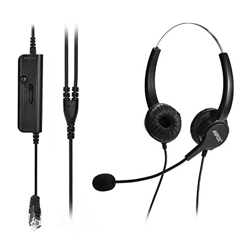 Agptek Hands-Free Call Center Noise Cancelling Corded Binaural Headset Headphone With 4-Pin Rj9 Crystal Head And Mic Microphone For Desk Phone - Telephone Counselling Services, Insurance, Hospitals #TOP1