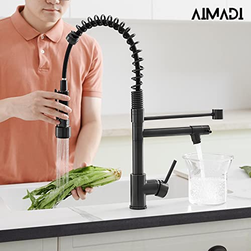 Oil Rubbed Bronze Kitchen Faucet - Aimadi Commercial Style Spring Kitchen Sink Faucet,Modern Single Handle Single Hole Kitchen Faucets With Pull Down Sprayer #TOP2