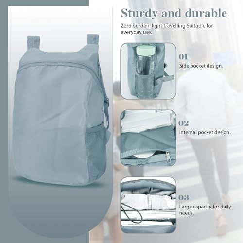 Mochila de senderismo plegable ultraligera 15L gris miniatura 4