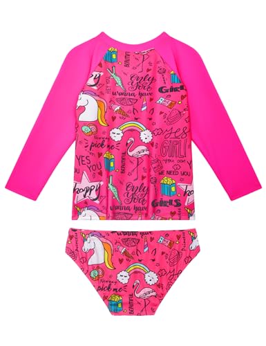Image of Snowheart Girls Rash Guard Sets Long Sleeves Swimsuit 2 Pieces Tankini Bathing Suit Swimwear for Girls 3-12 Years