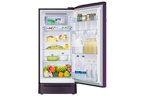 Image of Samsung 189 L, 5 Star, Digital Inverter, Direct-Cool Single Door Refrigerator (RR21C2H25CR /HL, Red, Camellia Purple, Base Stand Drawer)