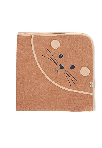 Sterntaler Toalla de baño unisex para bebé con diseño de GOTS de Otti, poncho de baño para bebé, toalla con capucha, toalla de baño infantil, biológica, color marrón