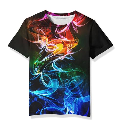 Image of Linnhoy Kids 3D Print Fashion Graphic T-Shirts for Boys Girls 6-16 Years | Unisex Colorful Short Sleeve, Crewneck, Breathable Fabric, Suitable for Daily Sport Festival Wear