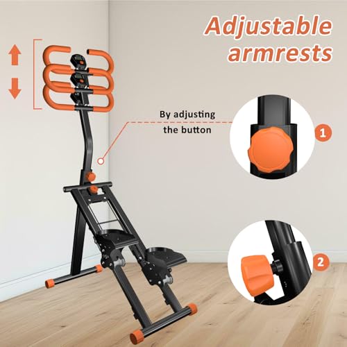 Stair Stepper for Home Use,Stair Climber Foldable, Portable Vertical Climber Machine with Adjustable Handle,Large Pedal,Exercise Machine for Cardio &Body Workout,Orange + round handle - Image 3