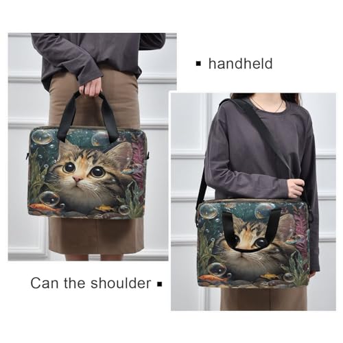 Maletín para portátil Alaza con diseño de gato y peces miniatura 2