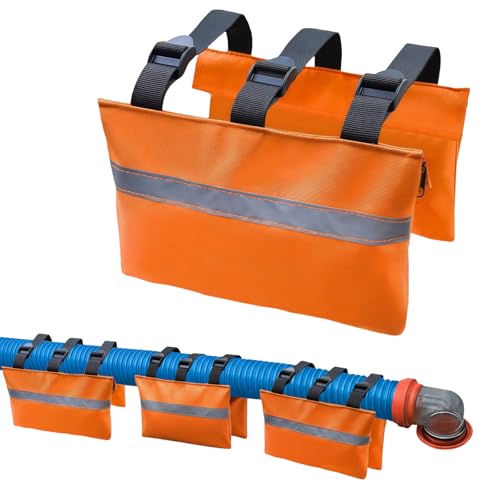 Image of 3 Pcs RV Sewer Hose Weight Bags with Reflective Strip Waste Hose Fastening Device Camper Trailer Sewer Hose Support Hold Down Prevents Dislodging and Accidental Spillage (Orange)