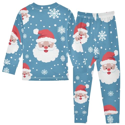 Fustylead Happy Christmas Santa Claus Head and Snowflakes Cotton Pajamas Set 2 Piece Long Sleeve Pjs Sleepwear2