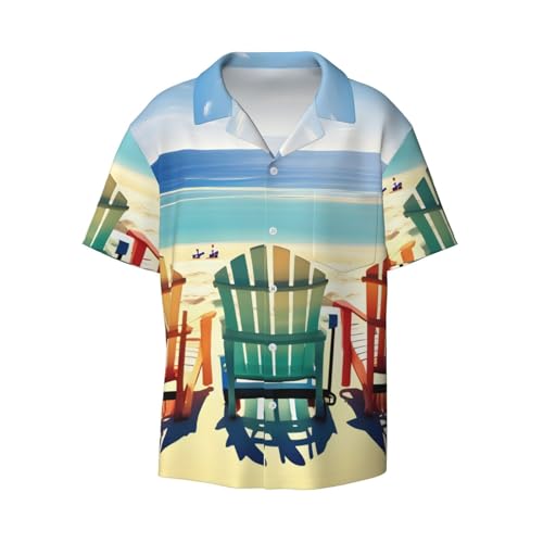 Chemise à manches courtes homme coupe classique à motif imprimé plage