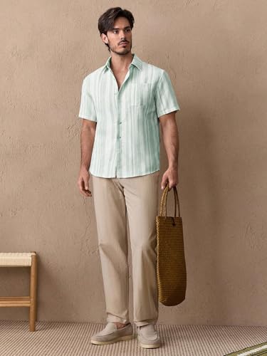 Image of Lymio Men Shirt || Striped Shirt for Man || Half Sleeve || Summer Style (Packs Also Available) (Lilen-Strip)