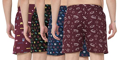 Image of GoSriKi Men's Cotton Printed Boxer Shorts (Pack of 4) (ANL-BXR-PACK-4-GS-042)