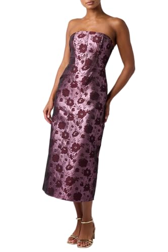 Lulus Emily Corset Floral Women's Midi Dress, Eggplant Floral, Small