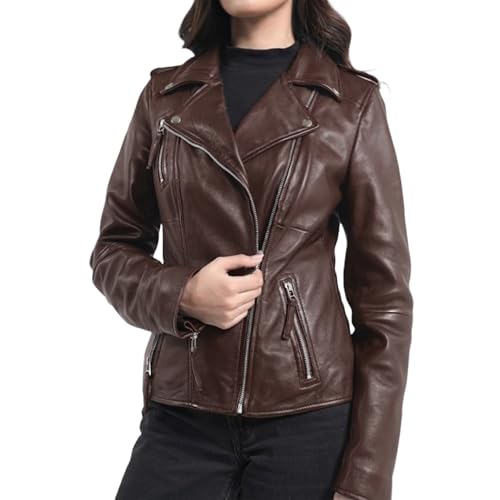 STREGA Women's Lambskin Leather Motorcycle Jacket