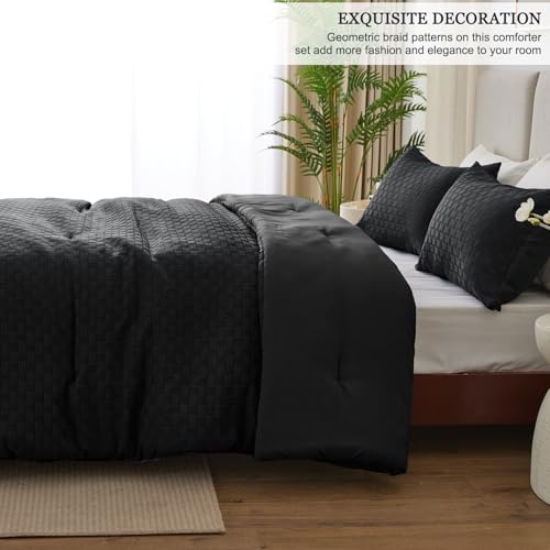 Whale Flotilla Jacquard Checkered Extra Soft King Comforter Set, Black by Whale Flotilla - Used condition - Image 9