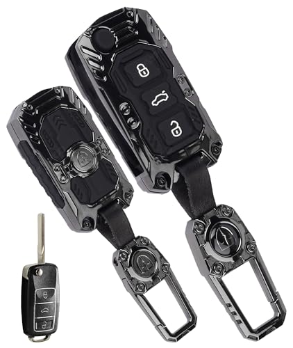 Image of Luxury Waterproof New Transformer Series Soft Silicon Car Key Shell with Keychain for Polo Vento Jetta Ameo Passat and Skoda Rapid Laura Superb Octavia Fabia Yeti 3 Button Flip Key Black