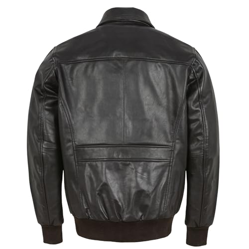 Image of Mens G-1 Fur Collar US Navy Flight Distressed Brown Aviator Genuine Leather Jacket
