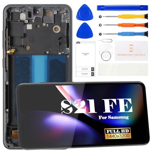 OLED for Samsung S21 FE 5g Screen Replacement for Samsung Galaxy S21 FE 5g LCD Screen for Galaxy SM-G990B SM-G990B/DS LCD Touch Screen Digitizer Assembly Repair Kits with Frame Black