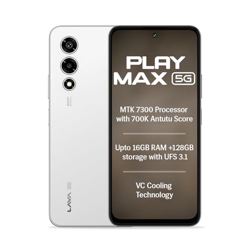 Image of Lava Play Max 5G (Himalayan White, 6+6*GB RAM, 128GB Storage)|MTK D7300 Processor-700K+ Antutu| 6.72 inch FHD+ Display | 50MP Camera | UFS 3.1 Storage | 5000mAh Battery-33W Fast Charging | 4K@30fps
