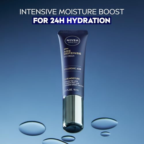 NIVEA MEN Age Defense Eye Cream with Hyaluronic Acid, 24-Hour Hydrating Under Eye Cream for Men Helps Reduce Look of Crow's Feet, Fine Lines and Dark Circles, 0.5 Fl Oz Tube