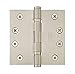 Emtek Hardware Steel Heavy Duty Hinges, Ball Bearing, Pack of 6, Square Corners, Size: 4 x 4 in. Color: Satin Nickel (US15), Thickness: 3.3MM, Model: 94014US15BB
