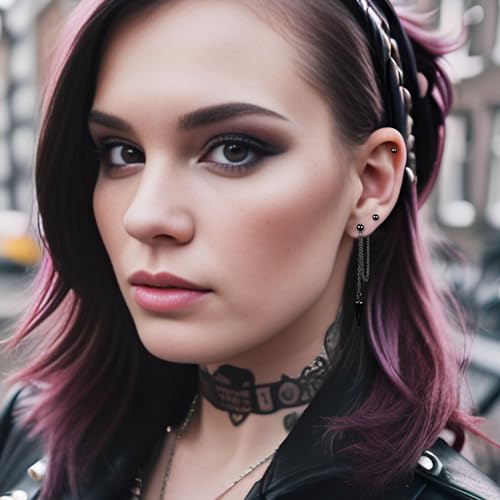 Gold Chain Earrings for Women Irregular Bar Spike Drop Dangle Earrings Long Threader Earring Dangly Tassel Earrings Stainless Steel Black Spike Steampunk Gothic Punk Earrings Jewelry3