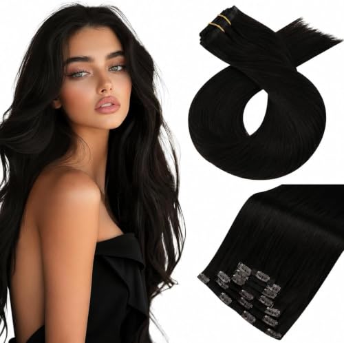 Moresoo Hair Extensions Clip ins Dark Brown Long Straight 20 inch Remy