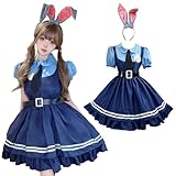 [CHALAN] ウサギ警察 ハロウィン コスプレ 衣装 【5点セット ワンピース カチューシャ ネクタイ ベルト ワッペン】 レディース ハロウィーン 大人用 うさ耳 仮装 コスチューム ロリータ クリスマス かわいい ポリス 女性用 警察官 婦警 イベント アニメ 動物cosplay L