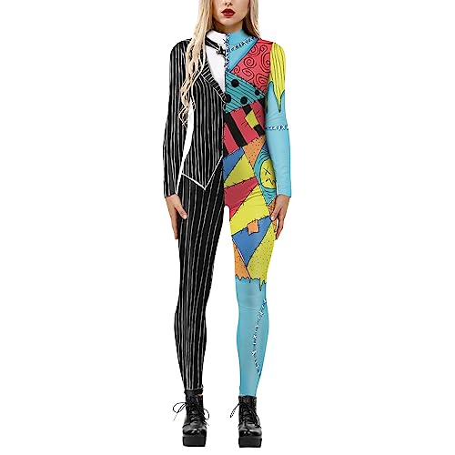 Women Men Robot Punk Jumpsuit Catsuit 3D Printing Cosplay Costumes Halloween Bodysuit Role Playing Carnival Party