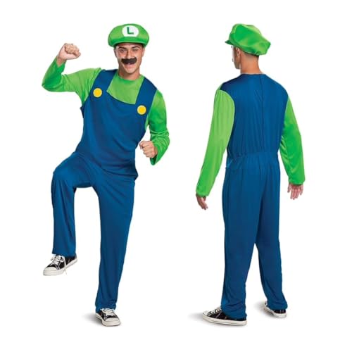 Disguise Adult Luigi Costume, Official Nintendo Super Mario Bros Luigi Adult Costume With Hat and Mustache