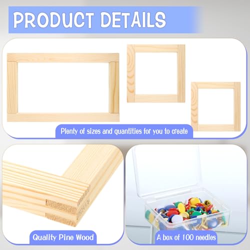 Image of Foxtell 12 Sets Needlepoint Stretcher Bar Set, 6 Sizes Stretcher Bars for Needlework Art Supplies Wooden Canvas Stretcher Bar Set with 100 Pins Regular Stretcher Bars for Needlepoint Frame Set