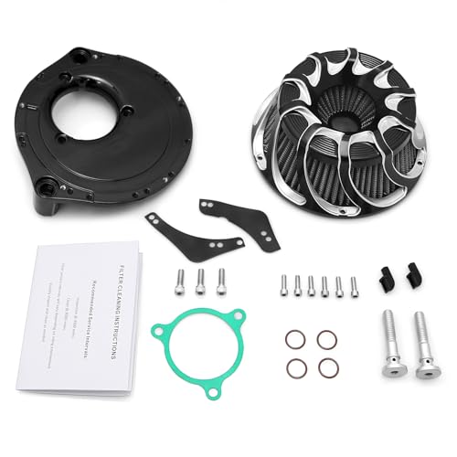 Image of For harley air cleaner filter Touring street glide road king electra tri trike Dyna Sportster XL 883 1200 Softail air intake (Drift style -Contrast Cut, D-For M8 Touring /Softail 2018-UP)