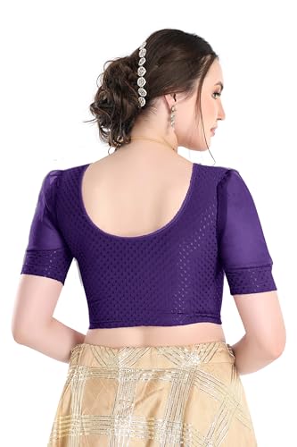 Image of FINESTFIT Stay On Trend Fashion 100% Cotton Readymade Blouses for Women,Round Neckline with Organza Balloon Sleeves.
