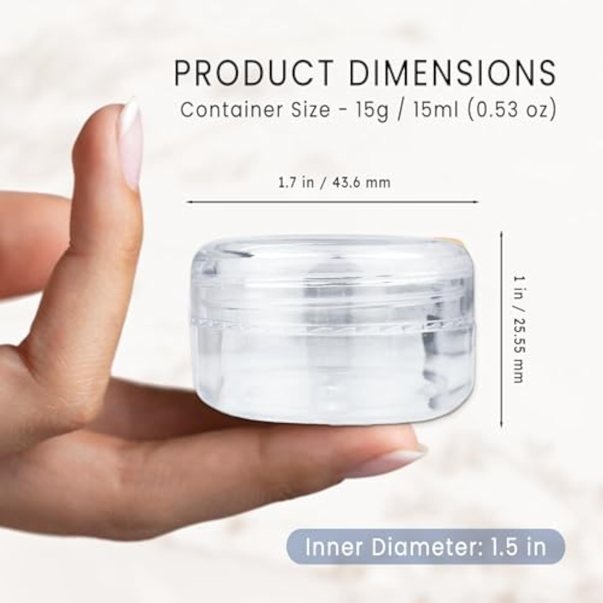 Beauticom 15G Clear Lid Plastic Cosmetic Container Jars, Pack of 60