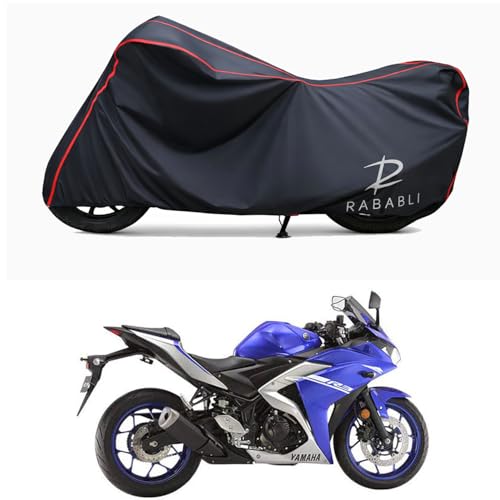 Image of Waterproof Bike Body Cover Compatible for | Yamaha YZF R3 STD | Taffeta Fabric, Red Piping Design, Bottom Elastic Fit | Dustproof, Sun UV & Rain Protection for All Bikes