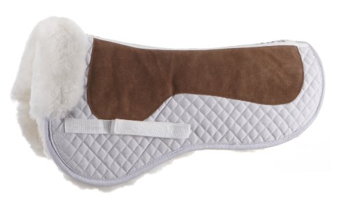 ECP Equine Comfort Products Grip Tech English Dressage Saddle Pad with 100% Merino Sheepskin, Non-Slip Quilted Cotton, Shock Absorbing Pressure Relief, Breathable Comfort for Horse and Rider, White