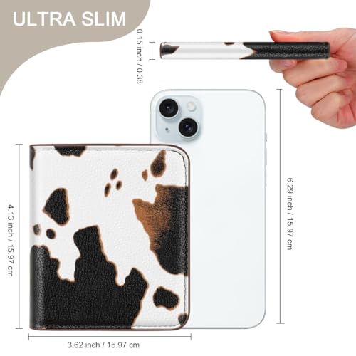 Image of Cow Print Womens Wallet Small Thin Credit Card Holder Mini Purse | Slim Women RFID Blocking Bifold Cow Print Leather Wallets Ladies Pocket Card Holders for Travel & Daily Use