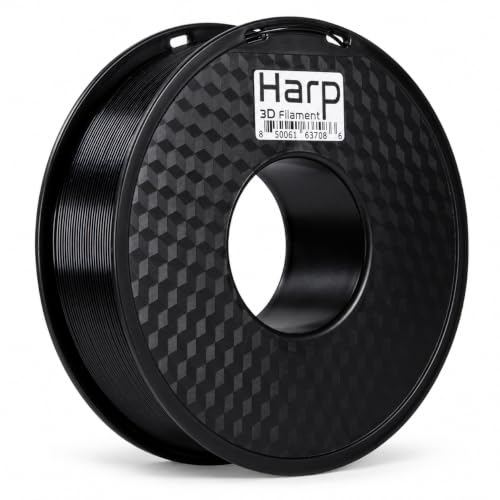 Harp 1.75mm Black PLA Plus 3D Printer Filament, 1kg Spool (2.2lbs), Dimensional Accuracy ± 0.02mm, Neatly Wound 3D Print