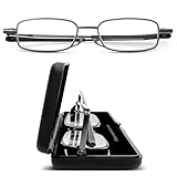 JOX Gafas de Lectura Plegables – Ultra Finas, Ligeras y Compactas con Estuche Rígido – Diseño de Bolsillo y Diseño Premium (Gris grafito, 2.5, Dioptrías)