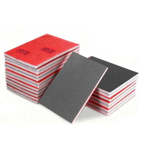 20 Pcs Sanding Sponge Set,180-3000 Grit Sanding Pads Assortment,Wet and Dry Dual-Use Grit Sandpaper,Reusable Foam Sandpaper Blocks for Model Drywall Metal Wood Furniture Polishing Grinding (Red Black)
