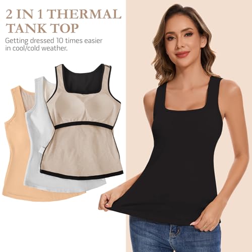 Image of Thermal Underwear Tank Top Fleece Shirt Cami Sleeveless Thermal Top Warm Undershirt Base Layer Women Cold Weather