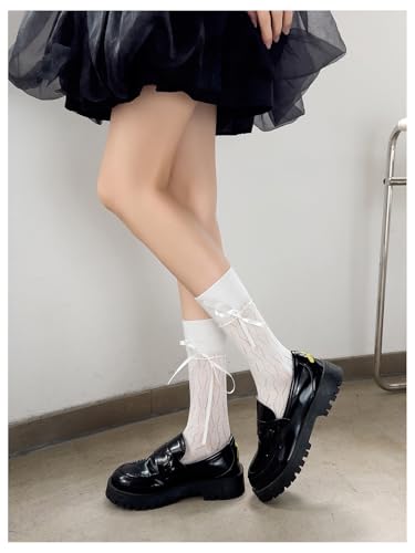 Verdusa Women's Bow Cute Socks Casual Mid Calf Socks4