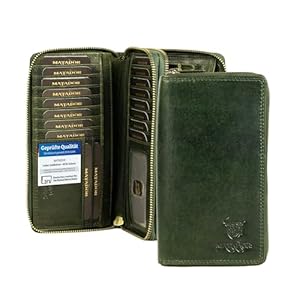 Portemonnaie Damen Leder Madrid mit edler Geschenk Box, Eleganter Geldbeutel mit RFID Blocker, Luxus Frauen Portmonee Viele Kartenfächer