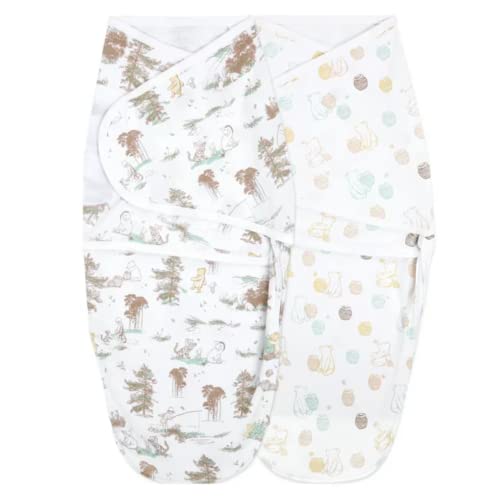 Image of aden + anais Essentials Easy Wrap Swaddle, Cotton Knit Baby Wrap, Newborn Wearable Swaddle Sleep Sack, 2 Pack, Winnie, 0-3 Months, Small/Medium