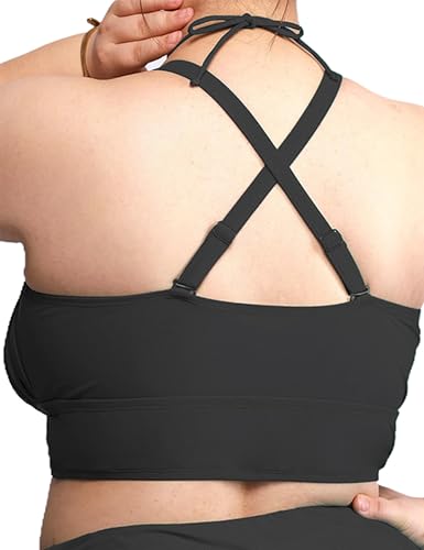 Women Plus Size Bikini Top Modest Flowy Mesh Halter Swim Tops Push Up Bathing Suit Top Only 20253