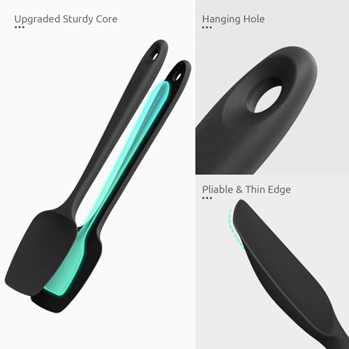 Image of U-Taste Silicone Spoon Spatula Set of 3, 600F High Heat Resistant, Black