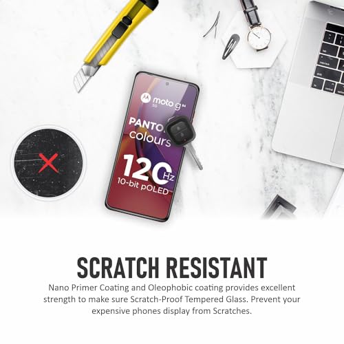 Image of SupCares Tempered Glass for Motorola Moto G84 and Motorola Moto G72 (6.55 Inch) With Installation Kit | Military-Grade Gorilla Screen Protector | Edge to Edge Coverage | Black